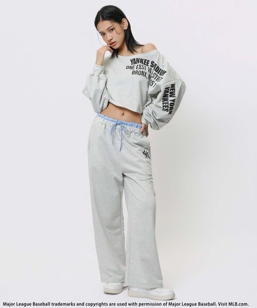 【MLB】プリントロゴオフショルダーセットアップ グレー F