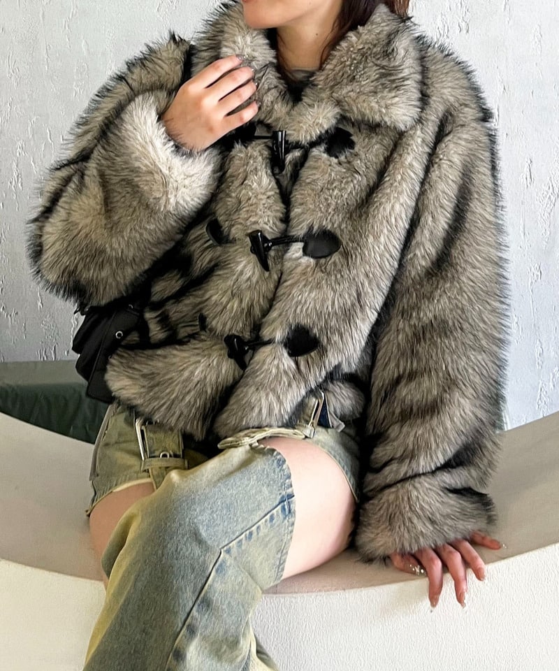 ファーダッフルショートコート(F グレー)｜ スパイラルガール