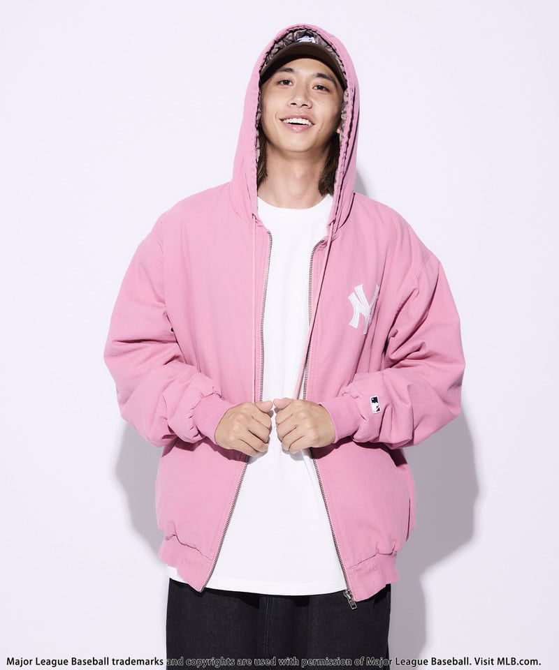 MLB】ロゴ刺しゅうキャンバスアクティブジャケット(F ピンク