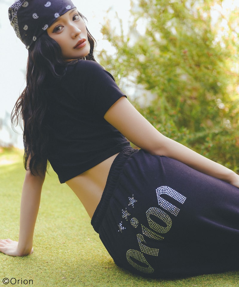 【Orion/オリオン】ラインストーンロゴパイルパンツ ブラック F