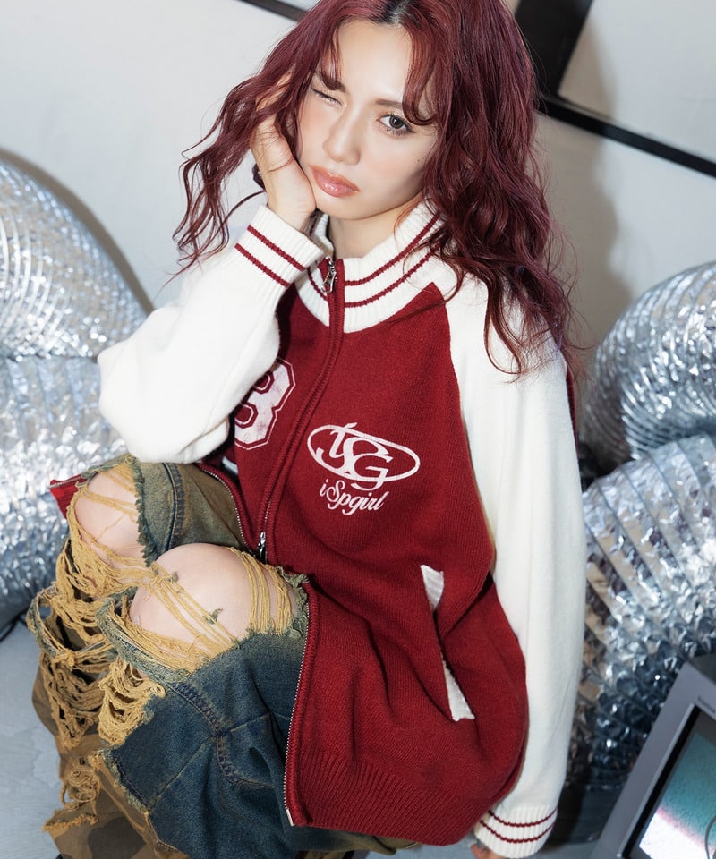 【iScreamコラボ】ナンバリングZIPニットカーディガン