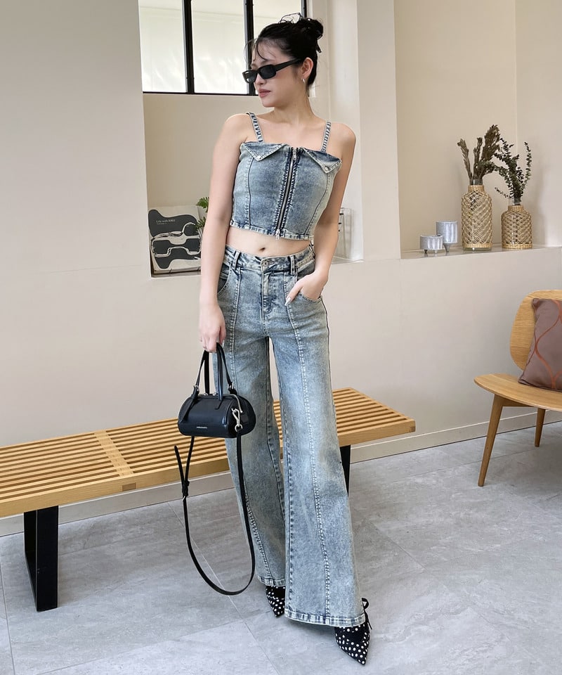 デニムビスチェセットアップ