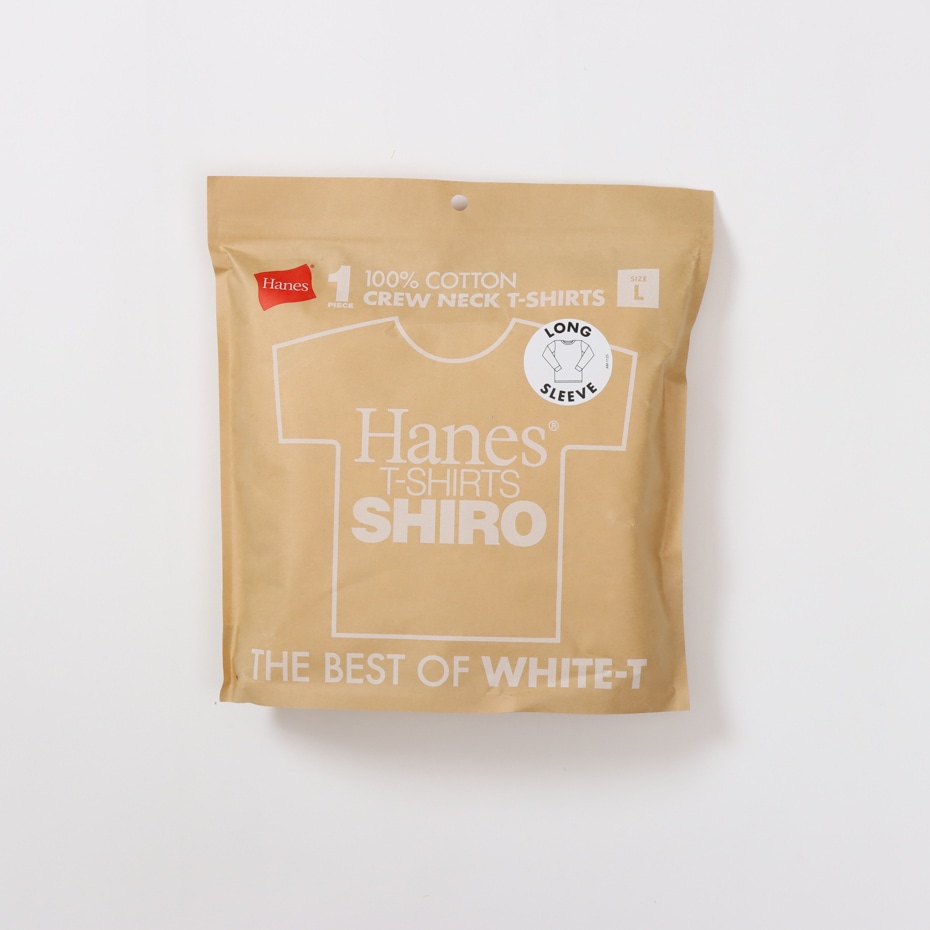 【Hanes T-SHIRTS SHIRO】 CREW NECK  LONG SLEEVE クルーネック ロングスリーブ Tシャツ 2024 秋冬 長袖  (HM4-A201）Lサイズ 010 WHITE（ホワイト） Lサイズ