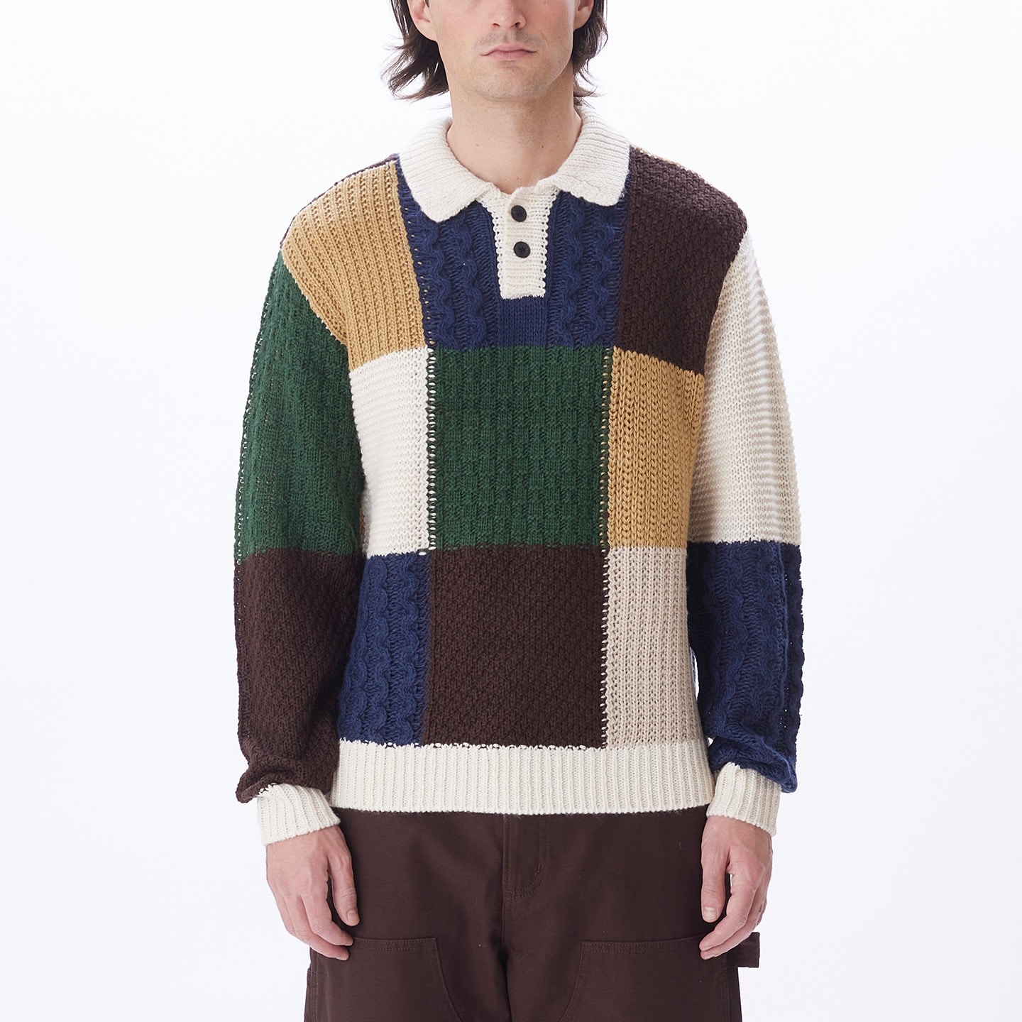 OBEY/オベイ】OLIVER PATCHWORK SWEATER UNBLEACHED MULTI 151000074 M