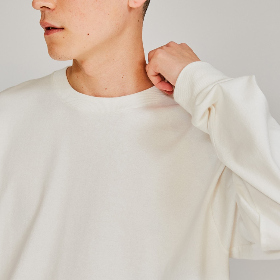 【Hanes T-SHIRTS SHIRO】 CREW NECK  LONG SLEEVE クルーネック ロングスリーブ Tシャツ 2024 秋冬 長袖  (HM4-A201）Lサイズ 010 WHITE（ホワイト） Lサイズ