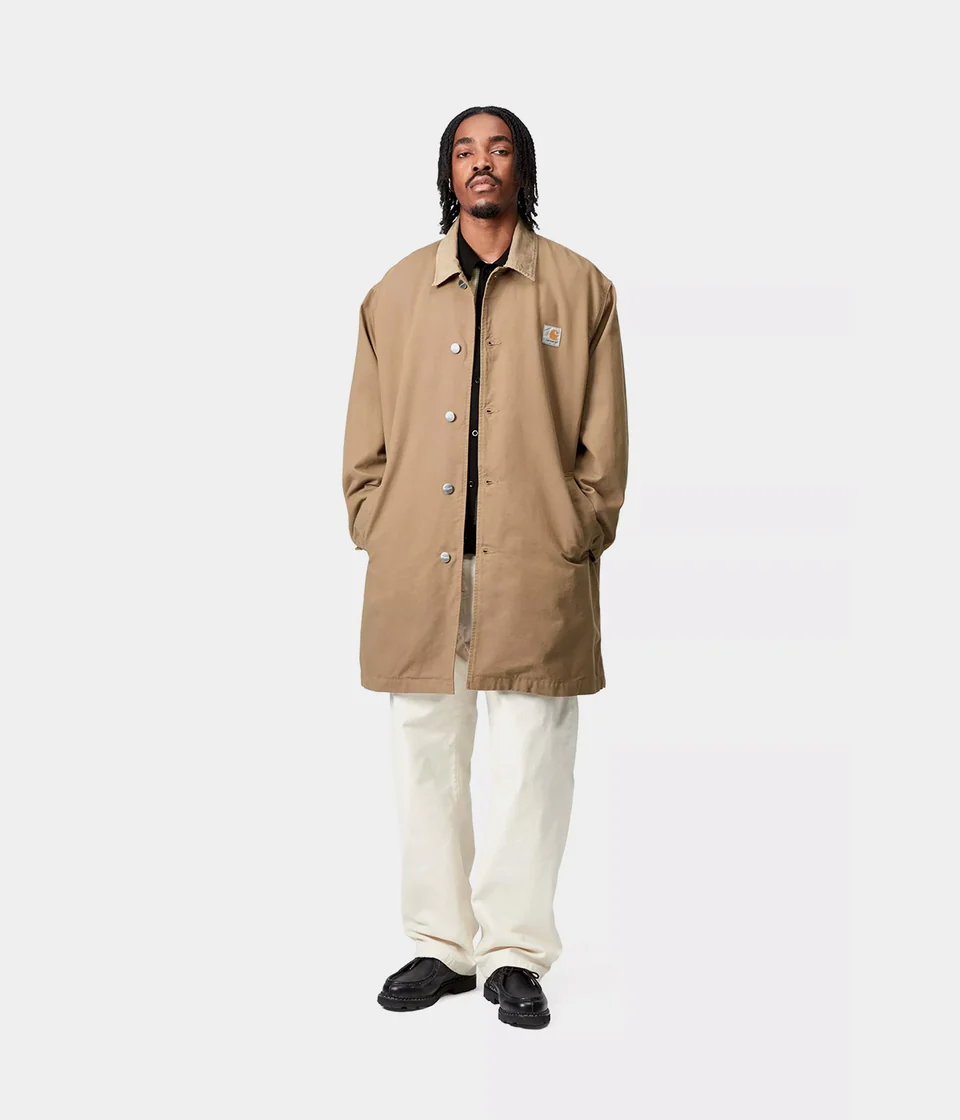 【Carhartt Wip カーハート ダブルアイピー】2025 コート WEBSTER COAT ウェブスター コート I035618 Leather/Leather rinsed (S.M) 【送料無料：北海道/沖縄離島/離島を除く】 Leather/Leather（rinsed) Sサイズ