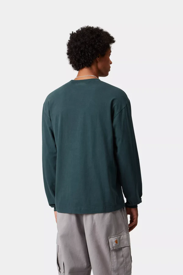 【Carhartt Wip/カーハート ダブルアイピー】2025 長袖Tシャツ L/S VISTA T-SHIRT ロングスリーブ ビスタ Tシャツ I030779 Deep Lagoon gament dyed （M.L）【送料無料:北海道/沖縄/離島を除く】 Deep Lagoon gament dyed Mサイズ