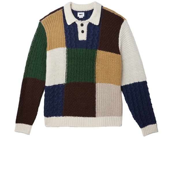 OBEY/オベイ】OLIVER PATCHWORK SWEATER UNBLEACHED MULTI 151000074 M