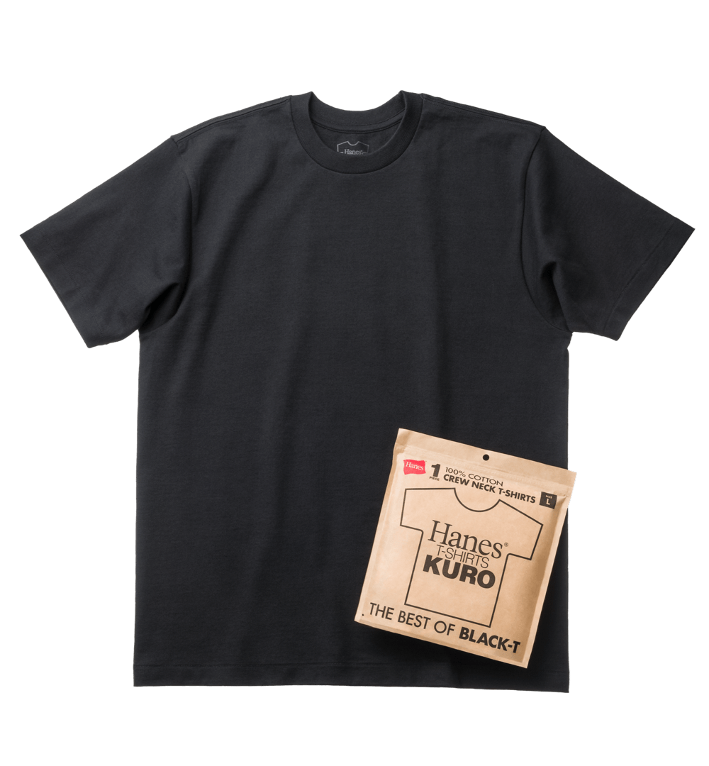 【Hanes】SHIRO クルーネックTシャツ 24SS Hanes T-SHIRTS KURO (HM1-B201) 090 ブラック Lサイズ 090 ブラック Lサイズ