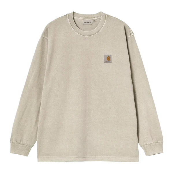 【Carhartt Wip/カーハート ダブルアイピー】2025 長袖Tシャツ L/S VISTA T-SHIRT ロングスリーブ ビスタ Tシャツ I030779 Fleur De Sel gament dyed (M.L) 　【送料無料:北海道/沖縄/離島を除く】