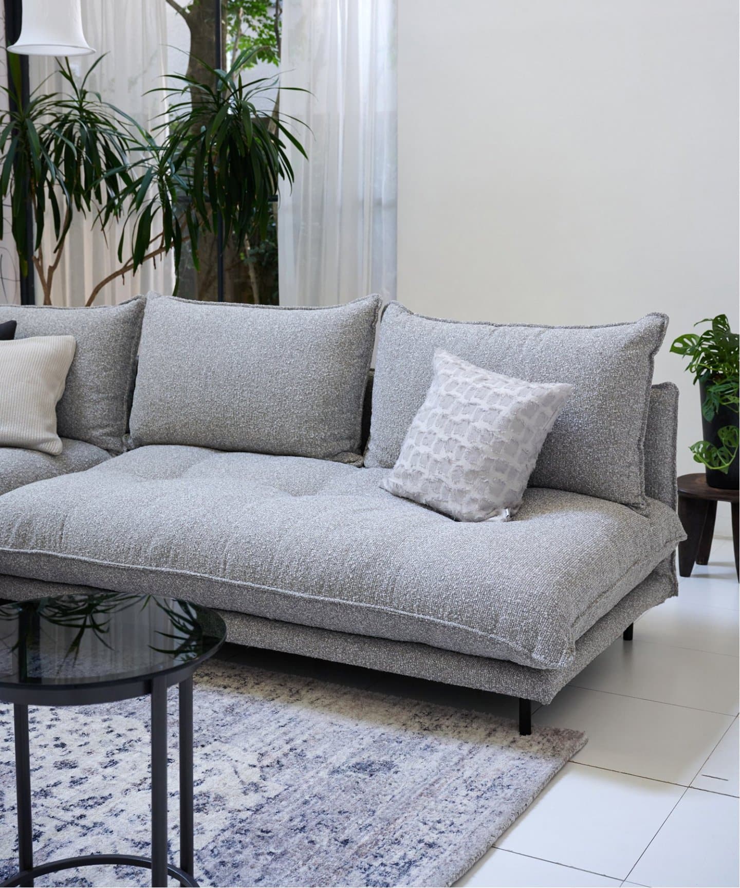 unico ソファ グレー UNICO (ウニコ) 2人掛けソファー グレー オットマン付 TREL