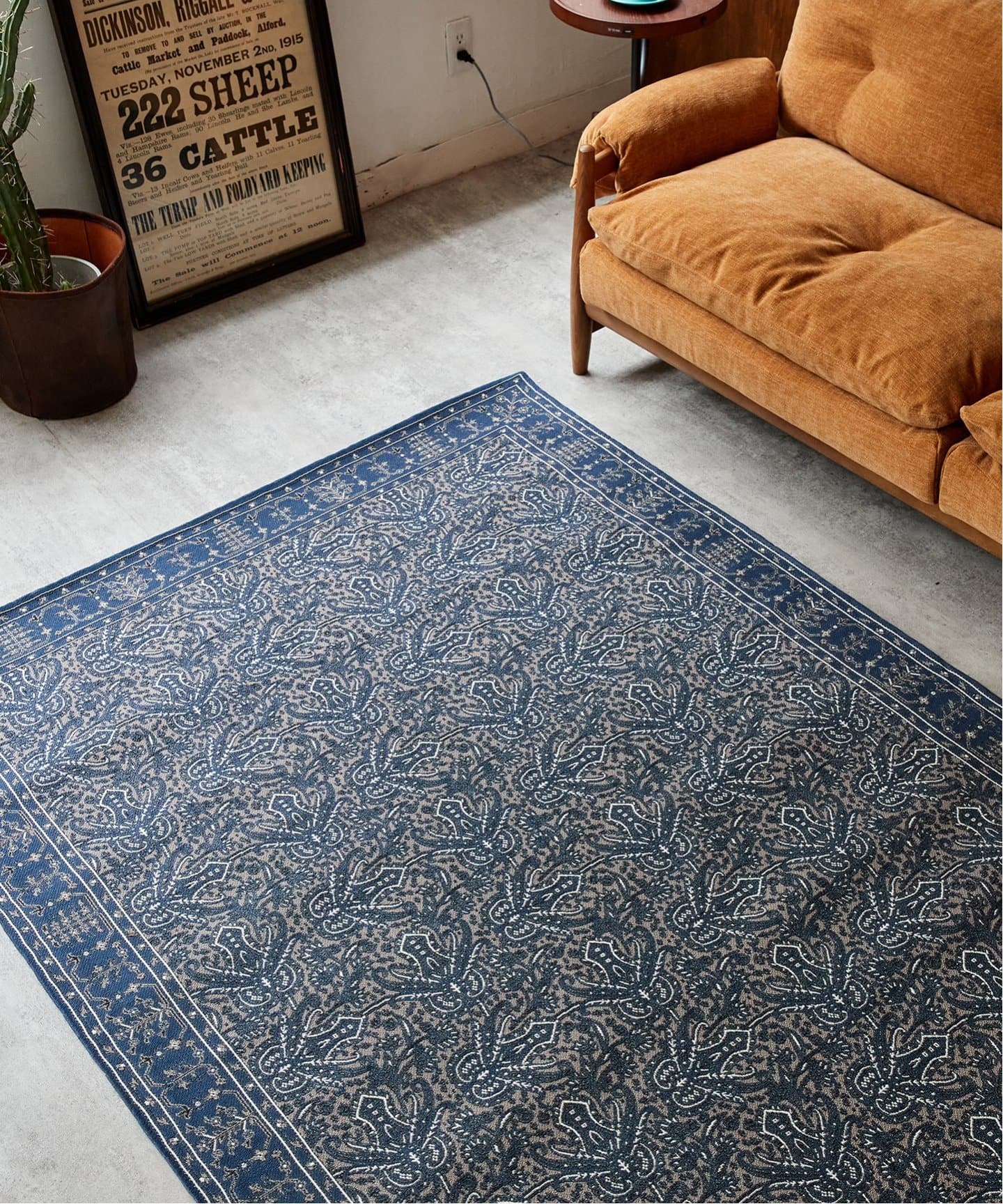 PAISLEY RUG 200X200 navy ペイズリーラグ ネイビー　013