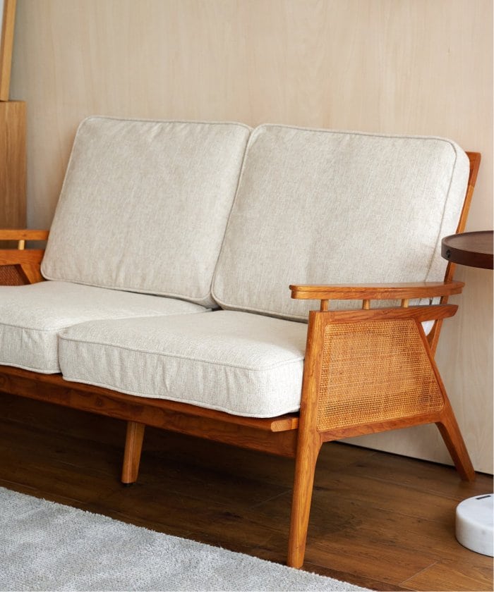 【NEW YEAR SALE/30％OFF】WICKER SOFA 2P (IV)　ウィッカーソファ アイボリー　700