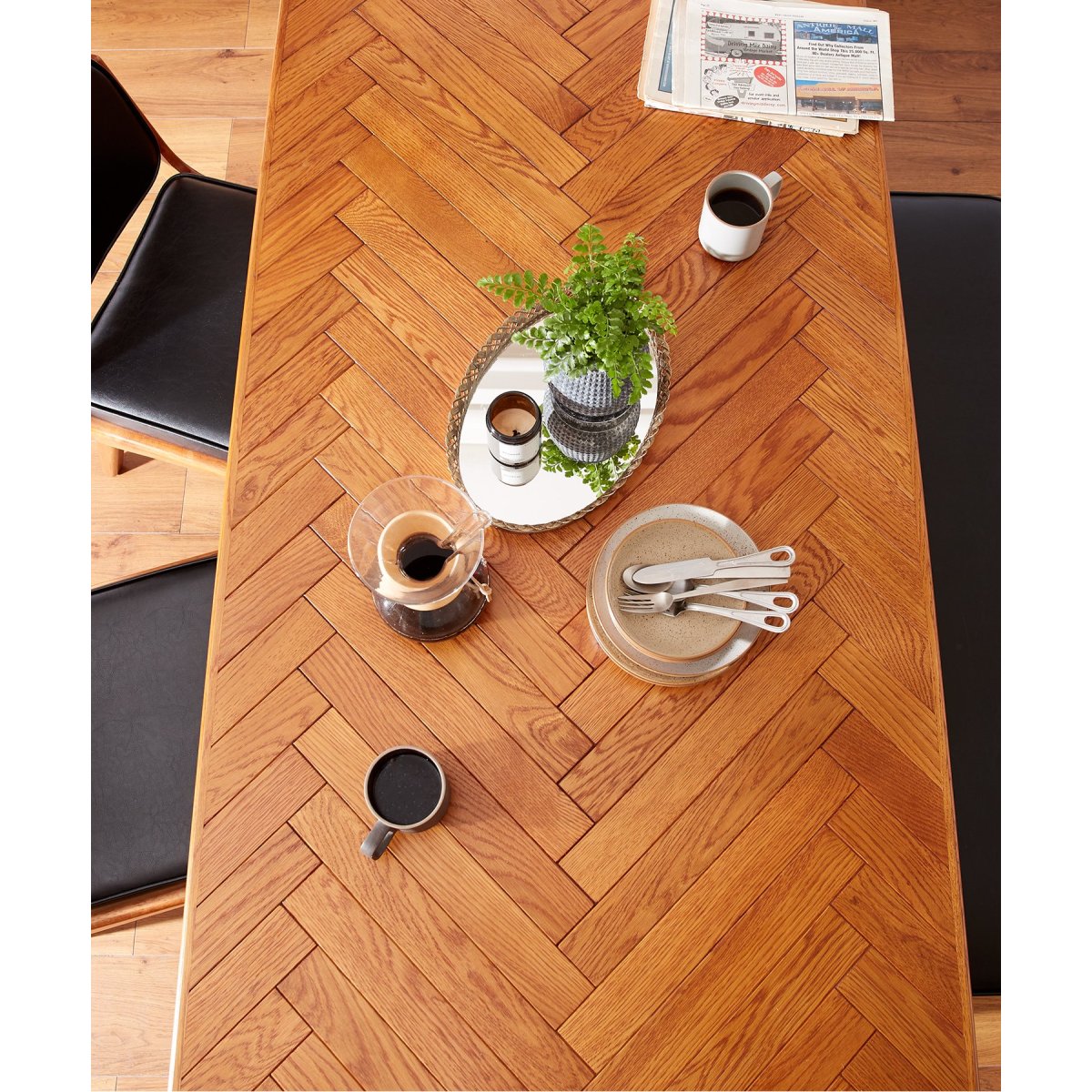 WARNER DINING TABLE-herringbone ワーナーダイニングテーブル