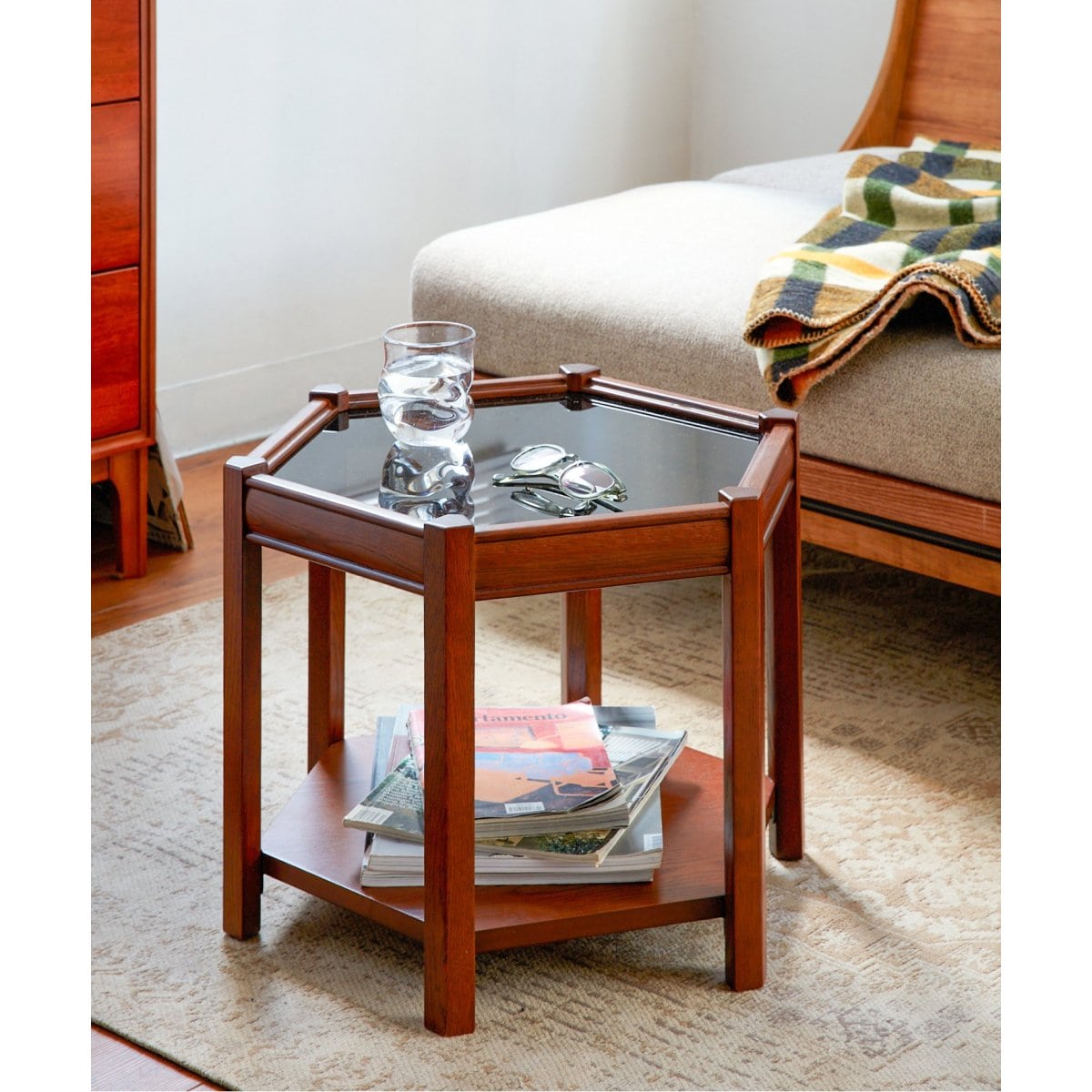 BROOKS HEXAGON TABLE_BlackGlass ブルックスヘキサゴンテーブル  ブラックガラス　701