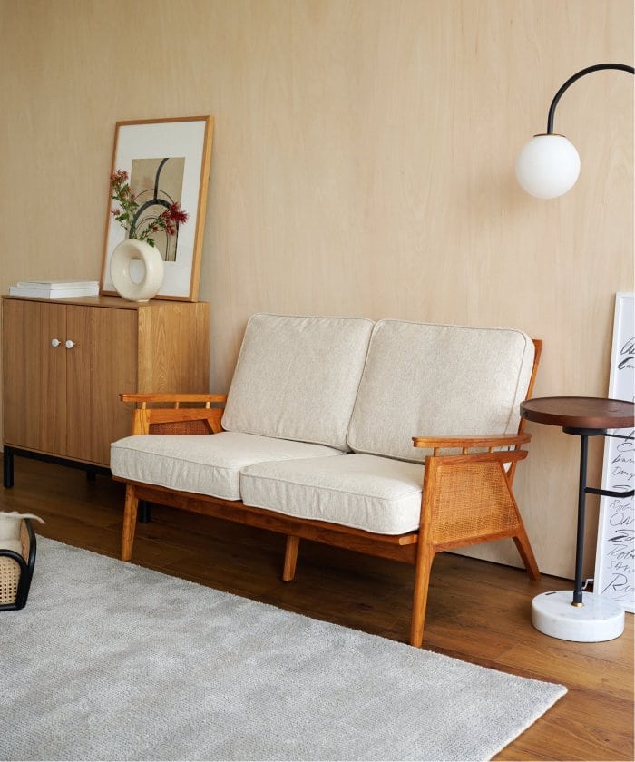 【NEW YEAR SALE/30％OFF】WICKER SOFA 2P (IV)　ウィッカーソファ アイボリー　700