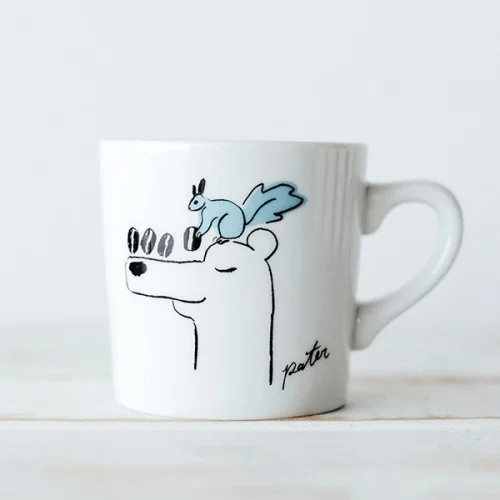 paterイラスト　MORIHICO.のオリジナルマグカップシリーズ【エゾリスとクマのコーヒー遊び】