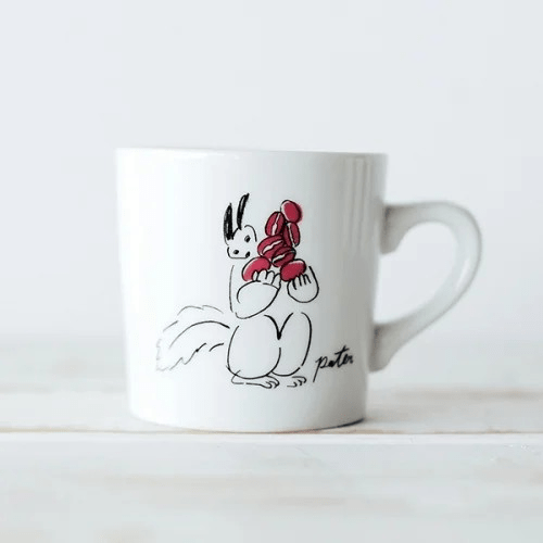 paterイラスト　MORIHICO.のオリジナルマグカップシリーズ【エゾリスのよくばりコーヒー】