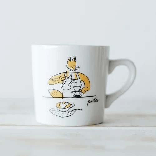 paterイラスト　MORIHICO.のオリジナルマグカップシリーズ【キタキツネのハンドドリップ】