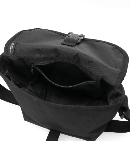 Pacific Nylon Messenger Bag Flap Zipper Pocket W/ Divide Black XS