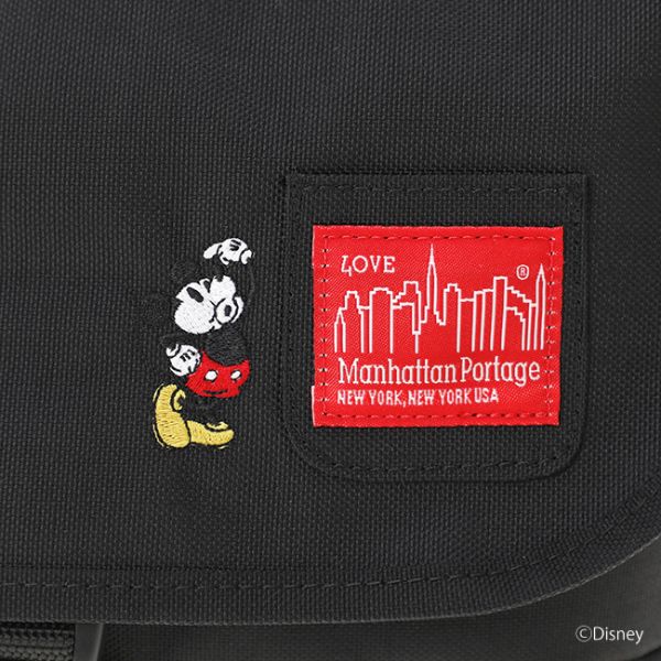 Nylon Messenger Bag JRS Flap Zipper Pocket / Mickey Mouse(S Black
