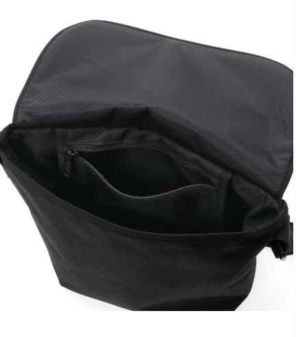 Nylon Messenger Bag Back Pocket W/ Divider Magnet VEG Leather 600D HYDR Black XS