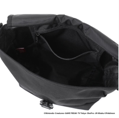 Nylon Messenger Bag JR Flap Zipper Pocket Pokemon Kabigon Black S