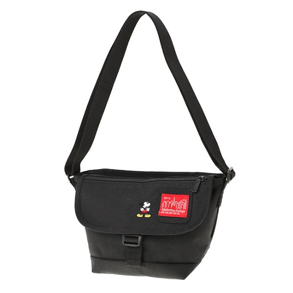 Nylon Messenger Bag Flap Zipper Pocket / Mickey Mouse(XS Black