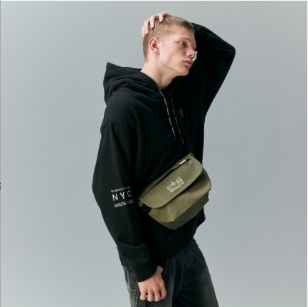 Casual Messenger Bag Canvas Black XS