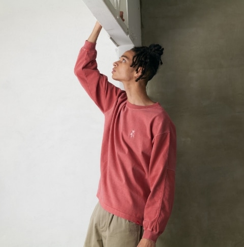 L/S Print T-Shirt　Mサイズ Charcoal M