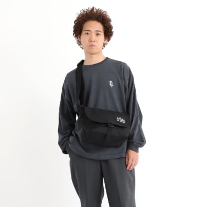 NYLON MESSENGER BAG (SM) FZP NO COFFEE Black S