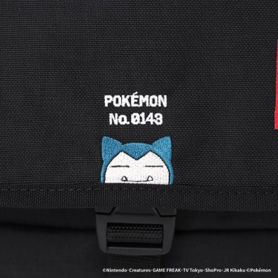 Nylon Messenger Bag JR Flap Zipper Pocket Pokemon Kabigon Black S