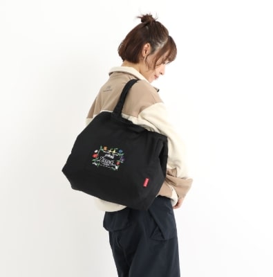 THOMAS PAINE TOTE BAG COMBED COTTON GABARDINE DPL Black Ｌ