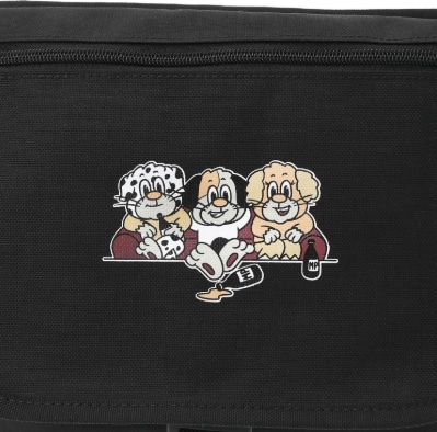 NYLON MESSENGER BAG (SM) FLAPZIPPER POCKET SAUCY DOG Black S