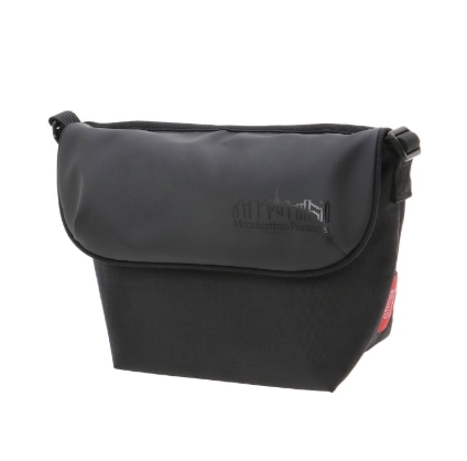 Nylon Messenger Bag Back Pocket W/ Divider Magnet VEG Leather 600D HYDR Black XS