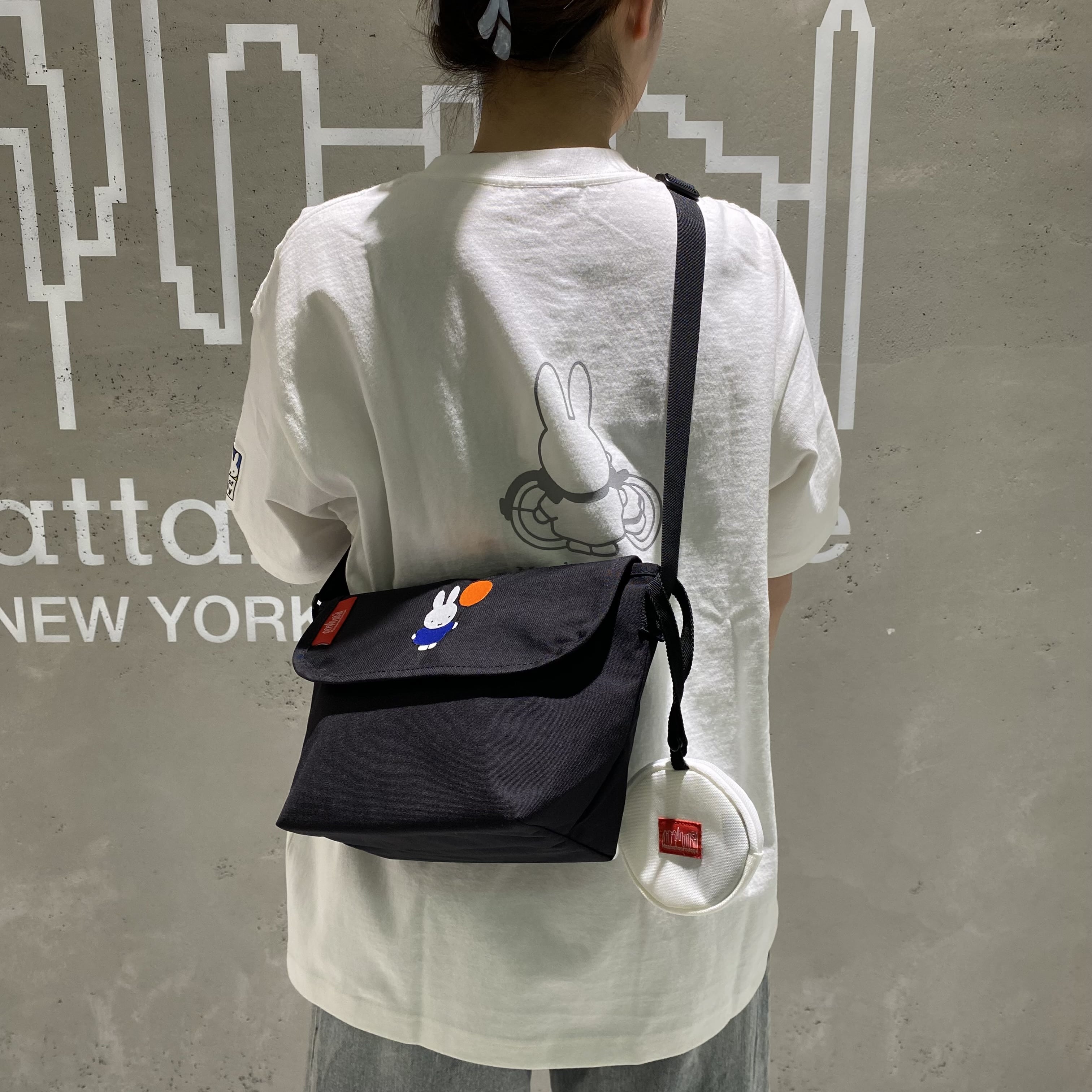 NYLON MESSENGER BAG(XXS) BACK POCKET W/ DIVIDER MAGNET 500D CORDURA MIFFY 70TH Black XS