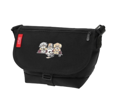 NYLON MESSENGER BAG (SM) FLAPZIPPER POCKET SAUCY DOG Black S