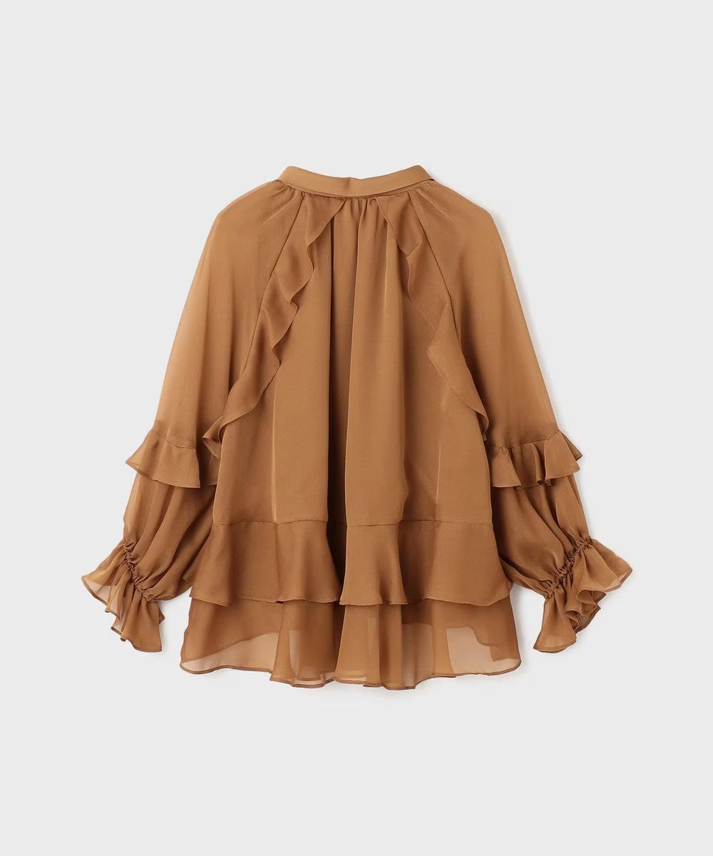 【仙台パルコ】 シフォンフレアブラウス ブラウン 36 ブラウン 36