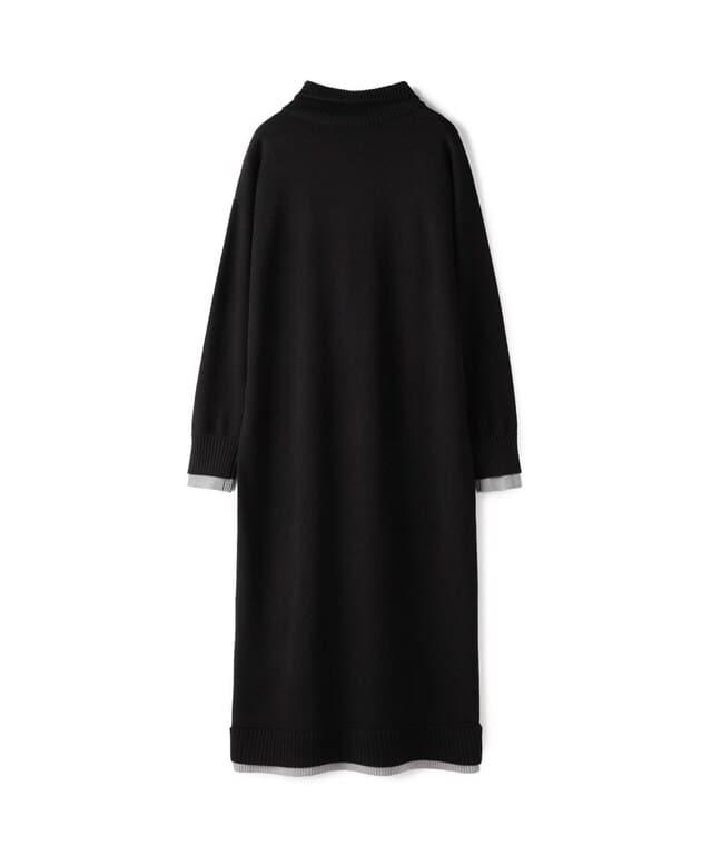 【仙台パルコ】バイカラーストレートニットワンピース ブラック 36 ブラック 36