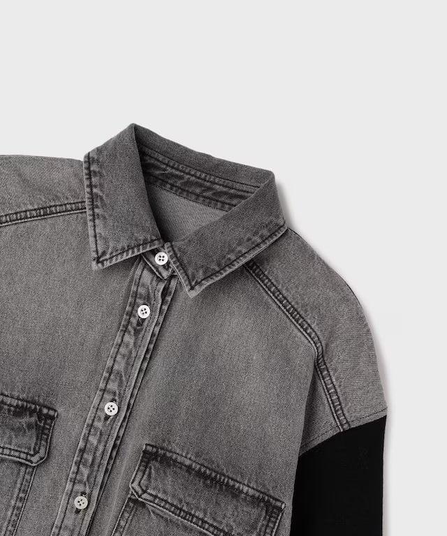 【仙台パルコ】ニットスリーブデニムワンピース ブラック 38 ブラック 38