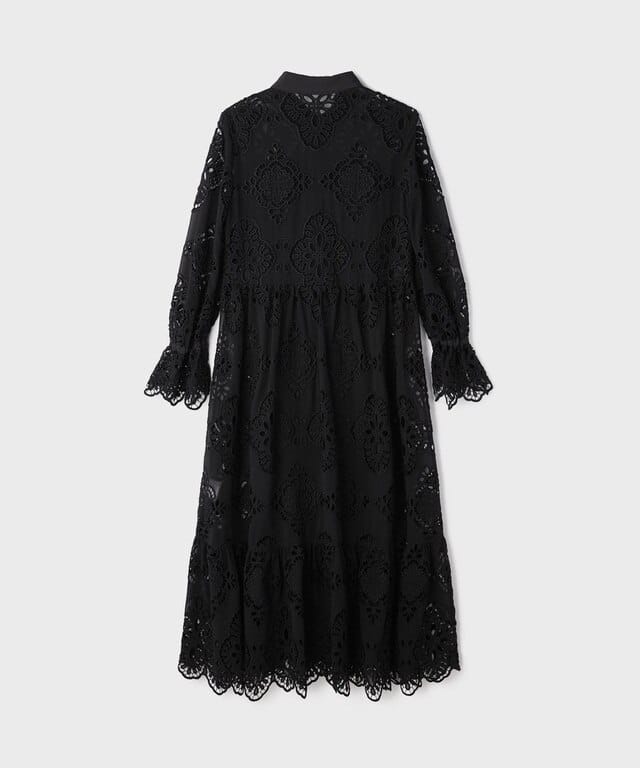 【仙台パルコ】カットワーク刺繍ワンピース ブラック 36 ブラック 36