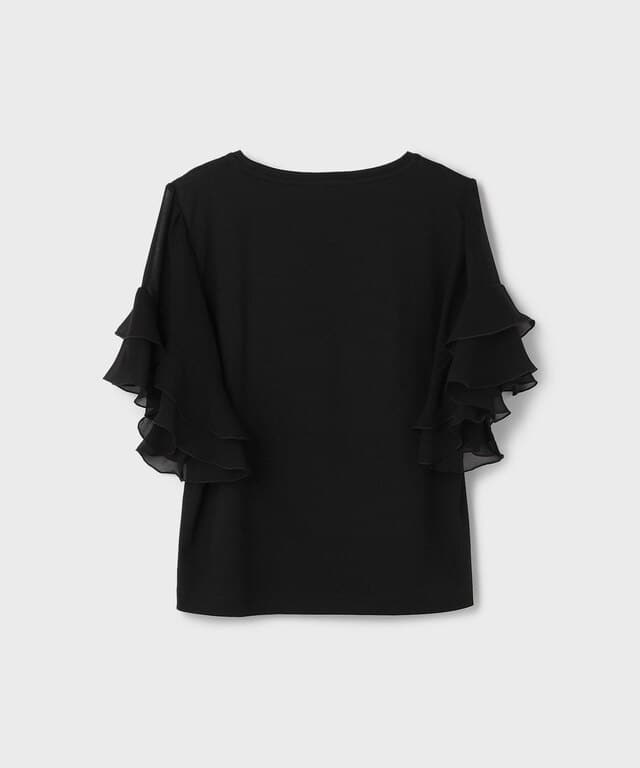 【仙台パルコ】シフォンスリーブカットTOP ブラック 36 ブラック 36