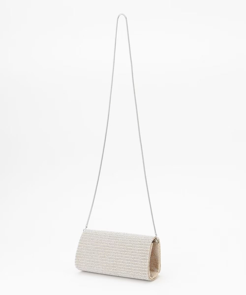 【仙台パルコ】 ラインストーンクラッチバッグ シルバー シルバー F