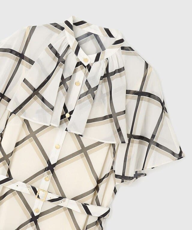 【仙台パルコ】チェックプリントプリーツワンピース ベージュ 38 ベージュ 38