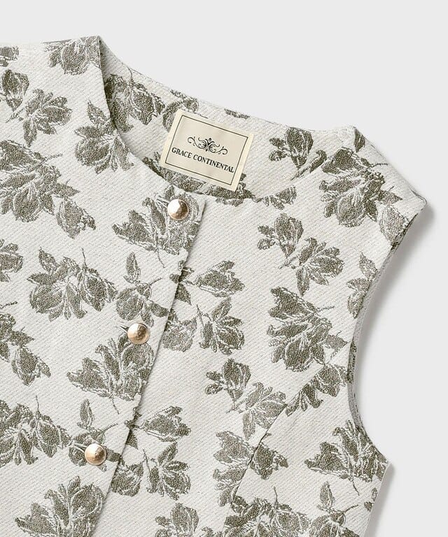 【仙台パルコ】ラメフラワージャガードベスト キナリ 36 キナリ 36