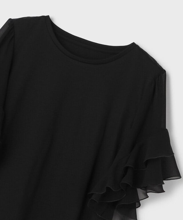 【仙台パルコ】シフォンスリーブカットTOP ブラック 36 ブラック 36