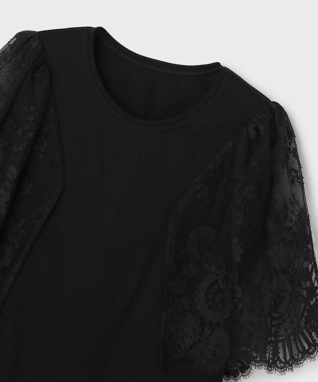 【仙台パルコ】レースフレアカットトップ ブラック 36 ブラック 36