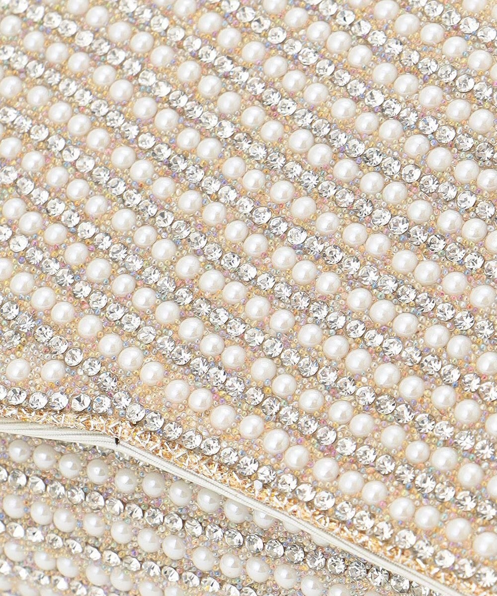 【仙台パルコ】 ラインストーンクラッチバッグ シルバー シルバー F