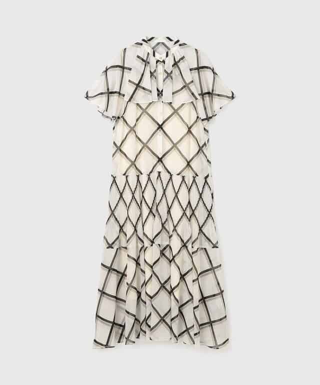 【仙台パルコ】チェックプリントプリーツワンピース ベージュ 38 ベージュ 38