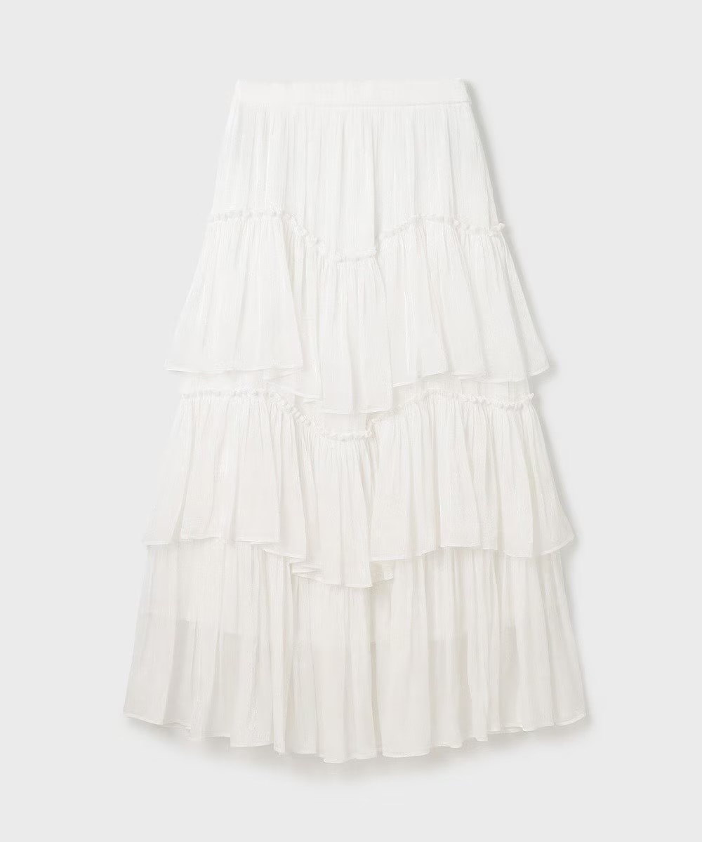 【仙台パルコ】イレギュラーティアードスカート ホワイト 36 ホワイト 36